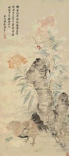 恽寿平 官上加官图 立轴 设色纸本