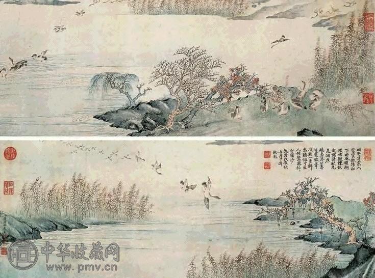 薛周翰 芦雁 卷 设色纸本