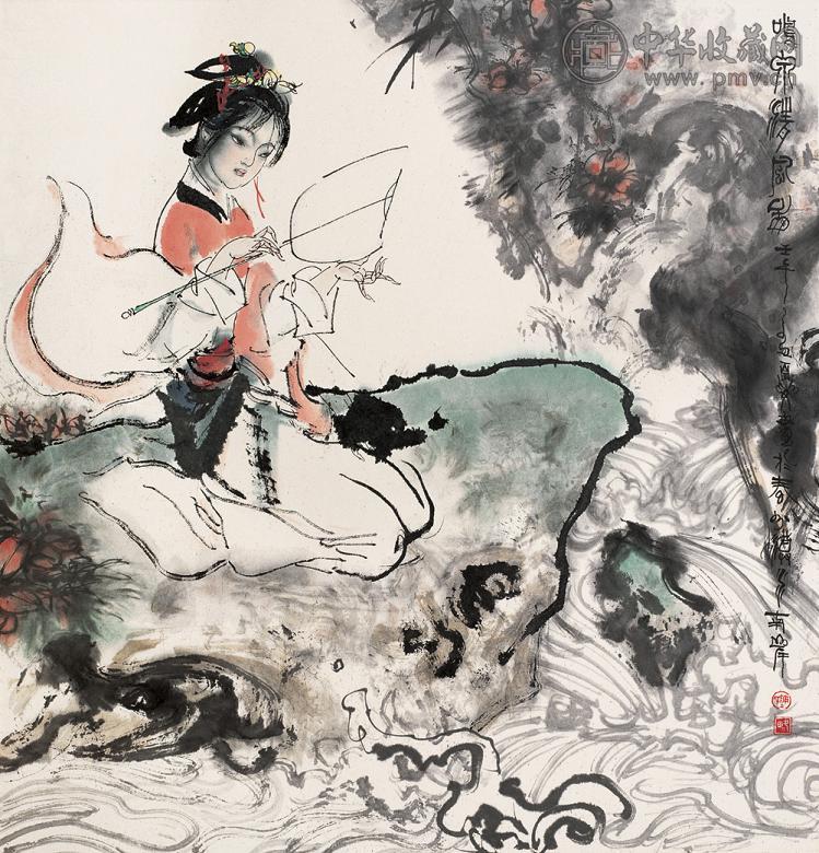 陈略 轻罗小扇扑流莹 挂轴 设色纸本