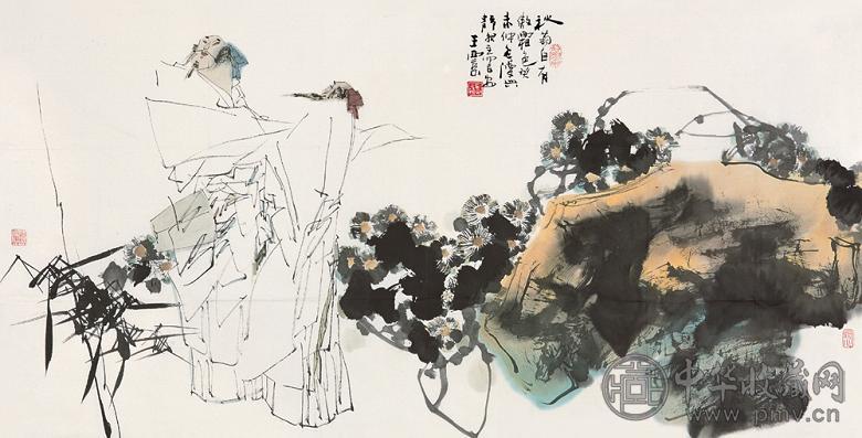 王西京 秋菊自有傲霜色 镜心 设色纸本