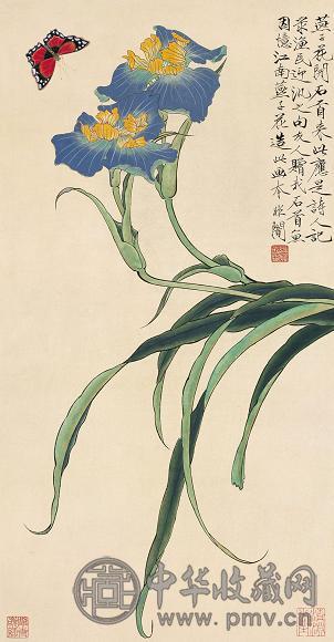 于非闇 花蝶图 立轴 设色纸本