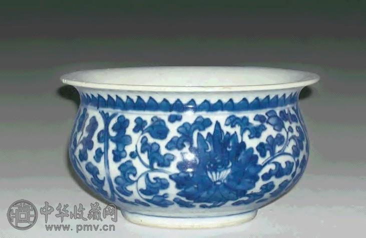 清康熙 青花缠枝莲炉