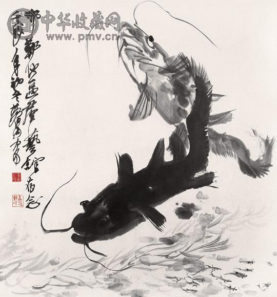 黄冑 1982年作 年年有余 镜心 水墨纸本