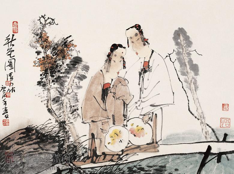 唐勇力 庚辰(2000年)作 秋色图 镜心 设色纸本