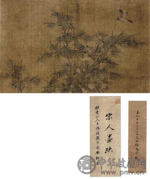 竹雀图 立轴 设色绢本