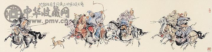 崔君沛 密州出猎 镜心 设色纸本
