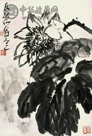 何水法 墨荷 立轴 墨色纸本