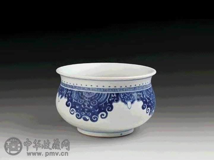 清康熙 青花兽面纹香炉