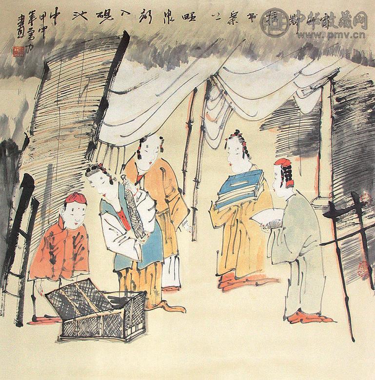 唐勇力 仕女 镜心 设色纸本