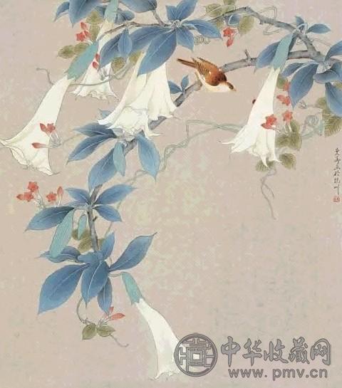 杜曼华 黄雀牵牛图 镜心 设色绢本