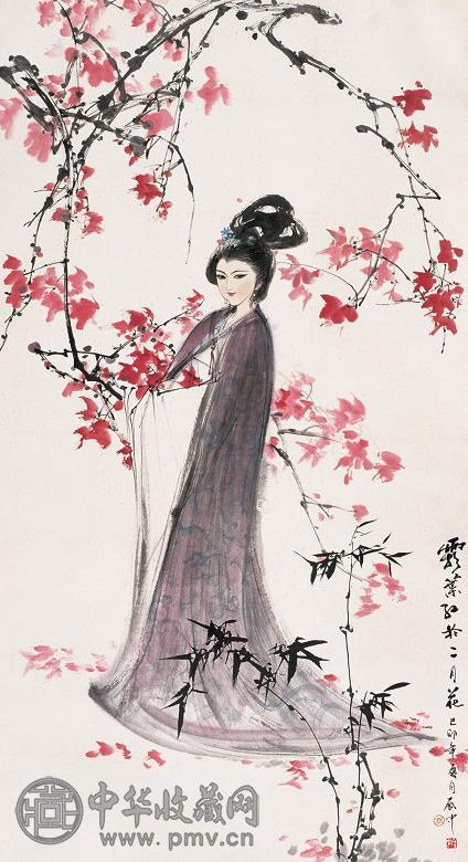 伍启中 霜叶红于二月花 镜心 设色纸本