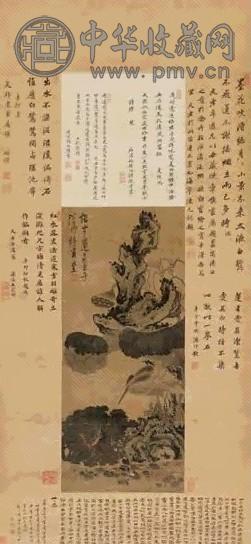 陈洪绶 莲鹭图 立轴 设色绢本