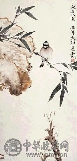 唐云 花鸟 镜心 设色纸本