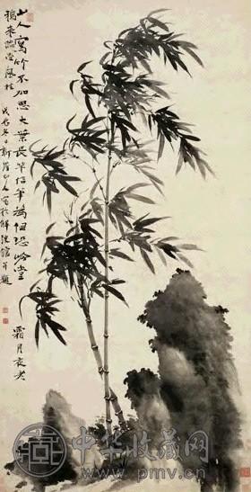 清 华嵒 竹石图 轴