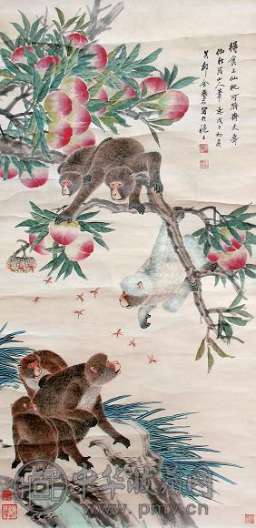 金和 得食上仙图 立轴 设色纸本