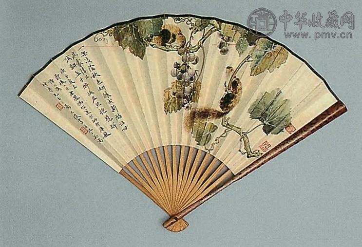 秦古柳 1958年作 雨中看山 扇面 水墨纸本