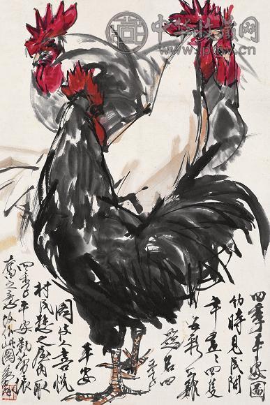 黄胄 四季平安图 立轴 设色纸本