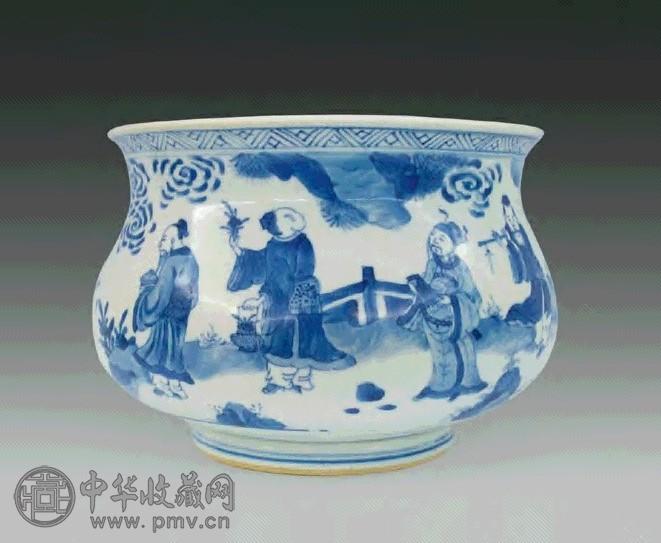 清康熙 青花八仙祝寿图香炉