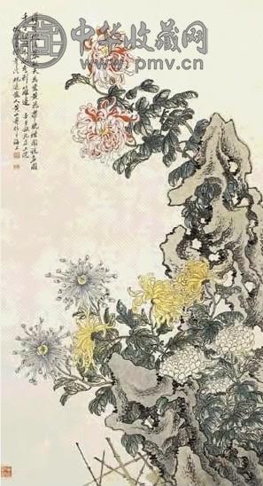 现代 黄寿山 菊石图 轴