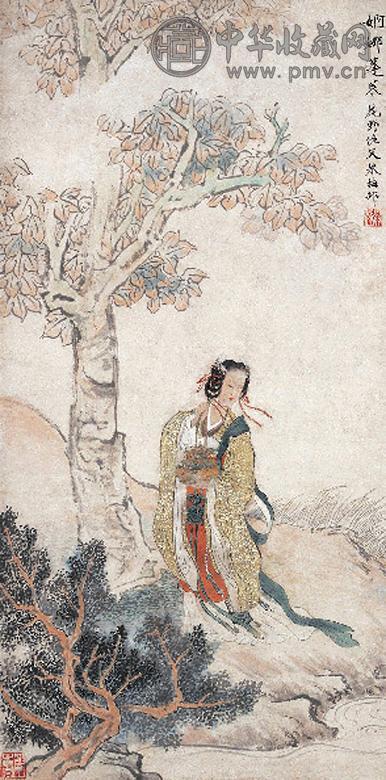 朱梅邨 人物 立轴 设色纸本