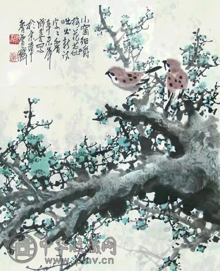 王成喜 梅花麻雀 镜心