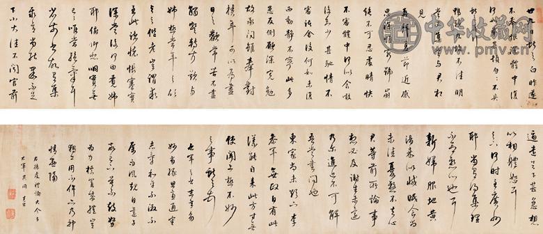 董其昌 行书孙虔礼论书 手卷 绫本