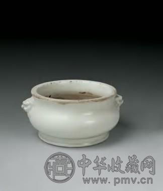 清 德化釉双狮耳炉