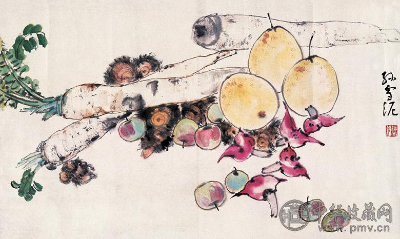 孙雪泥 蔬果 横幅 设色纸本