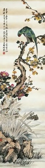 近现代 蔡铣 设色鹦鹉图 轴