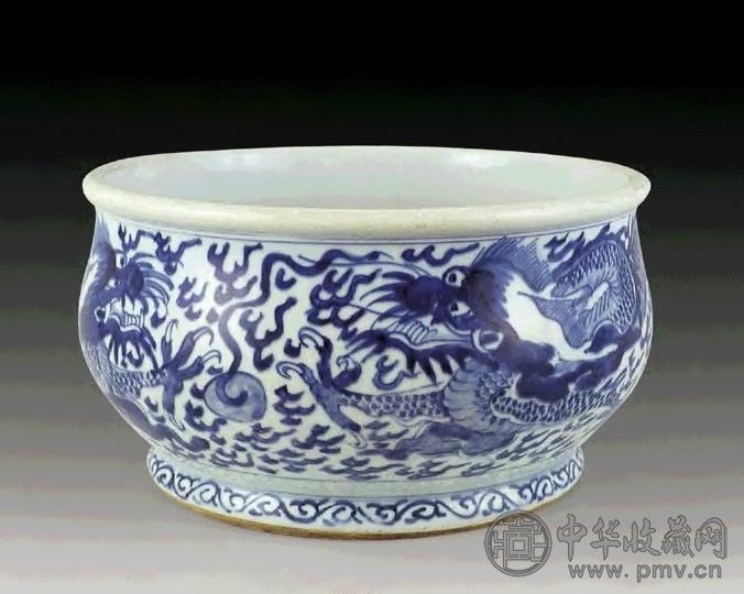 清早期 青花云龙炉