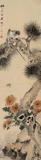 赵如虎 松菊犹存 立轴 设色纸本