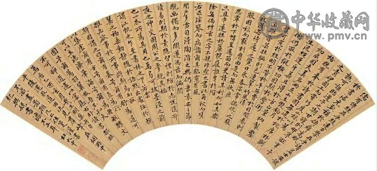 杜大中 1585年作 楷书读书赋 扇面 金笺