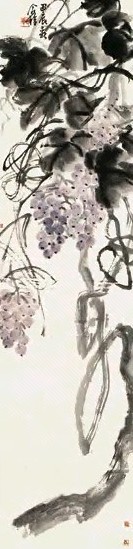 王个簃 1964年作 紫玉明珠图 立轴 设色纸本