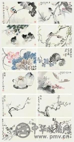 唐云 1940年作 杂画册 册页(12开) 设色纸本