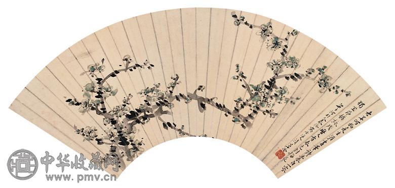 秦仲文 梅花 扇面片 设色纸本