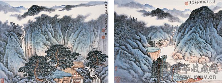 宋玉麟 山水两帧 镜心 设色日本纸