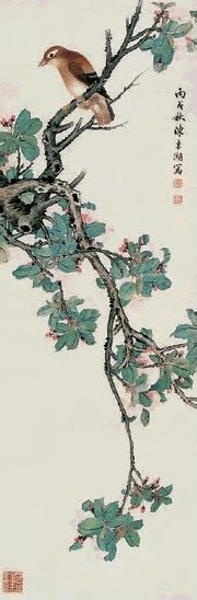 任伯年 花鸟 立轴 设色纸本