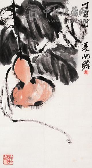 朱屺瞻 1977年作 葫芦图 立轴 设色纸本