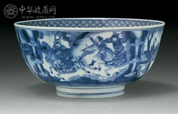 清康熙 青花人物大碗