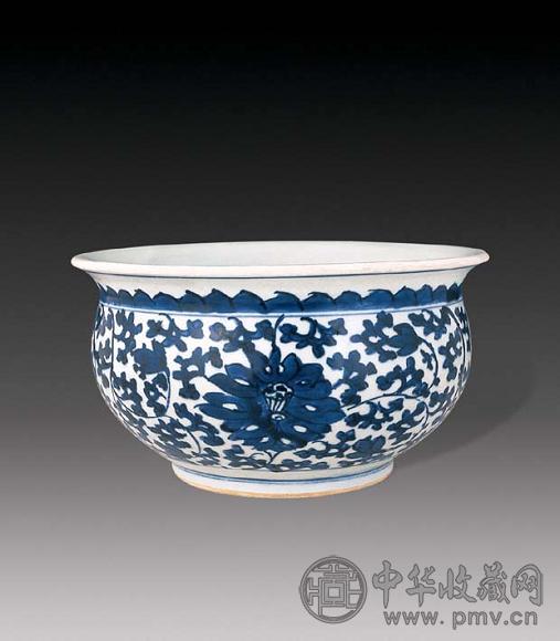 清康熙 青花勾莲香炉