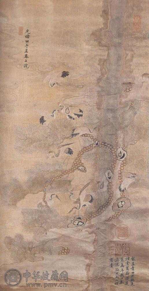 清 宫绣松鹤延年