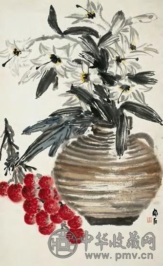 唐云 1935年 花卉 轴