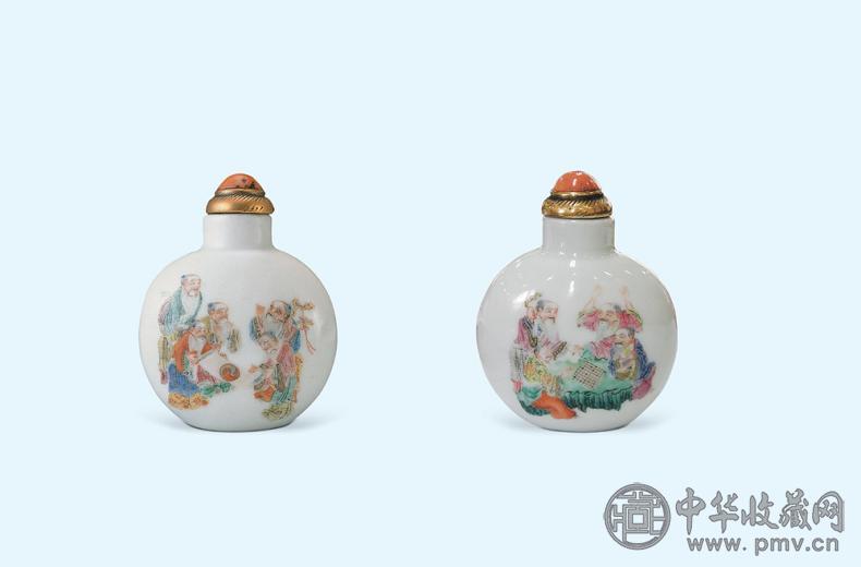 清道光 粉彩人物鼻烟壶