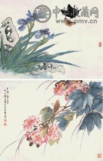 陈康矦 花卉册 册页 十二开 设色纸本