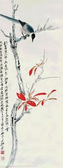 张大千 花鸟 立轴 设色纸本