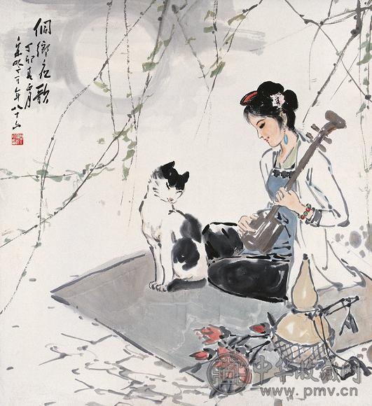 宋吟可 侗乡夜歌图 立轴 设色纸本