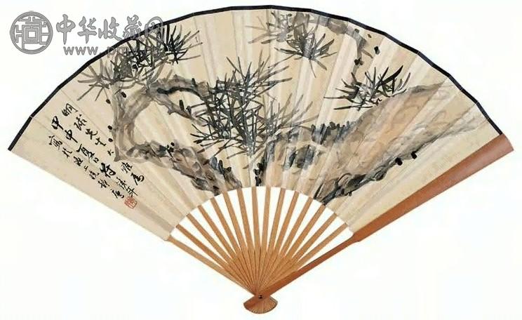 符铁年 1944年作 松树 扇面 设色纸本