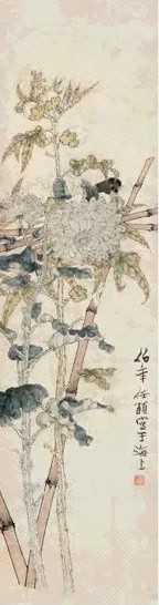 任伯年 安居乐业 立轴 设色纸本