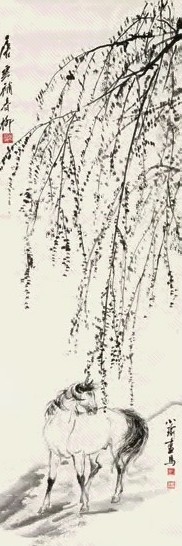 孔小瑜 春郊放马 镜心 水墨纸本