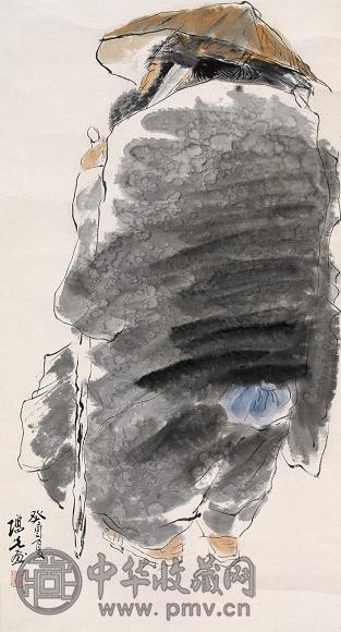 方增先 1993年作 人物 立轴 设色纸本